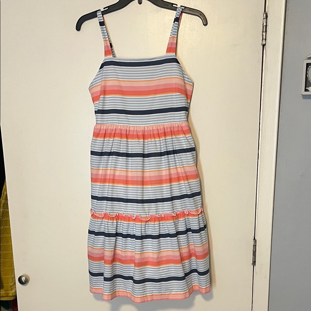 Women’s Striped Summer Dress - Coral, Navy & White